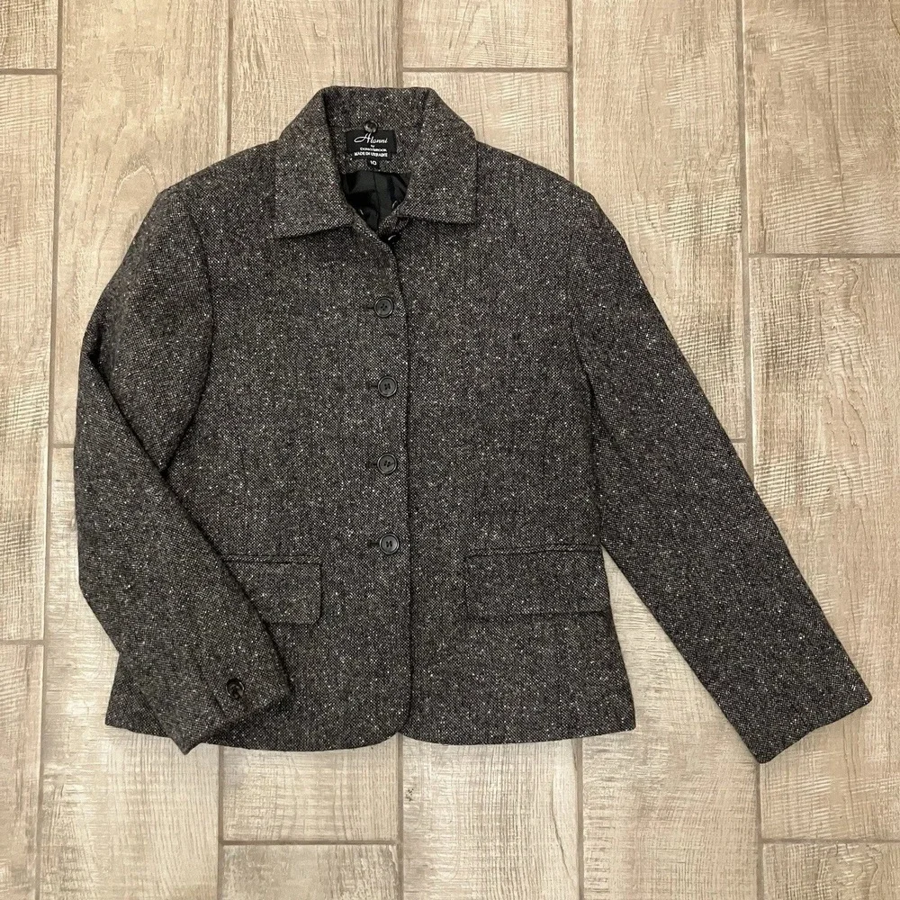 Vtg Donnybrook Alanni 10 Brown Colorful Tweed Wool Blazer Academic Office Jacket